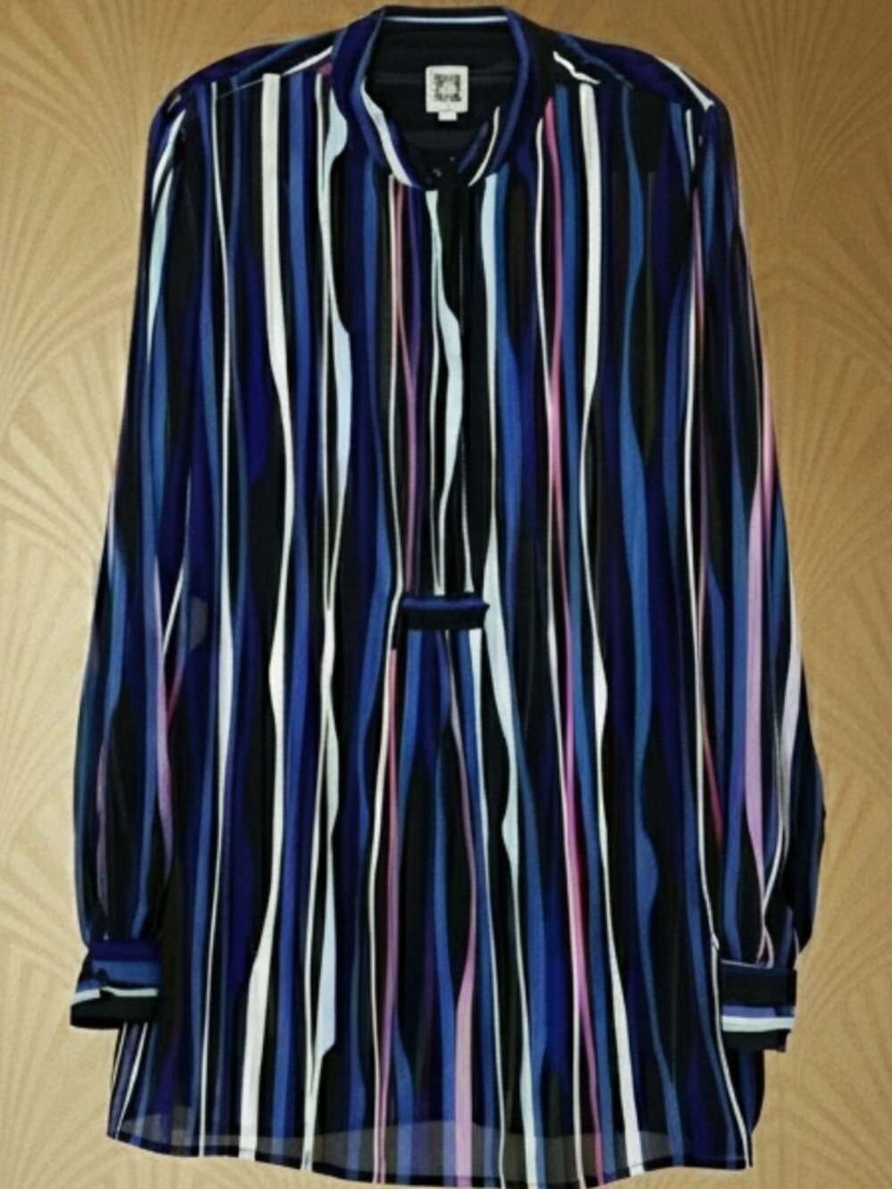 Anne Klein* Striped Tunic Blouse* Hidden Placket* Retro Disco* Size: 3X